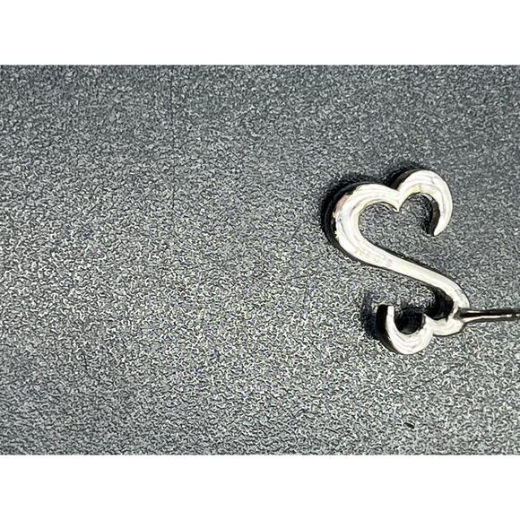 SJD Signed Sterling Silver Open
Heart Scroll 925 Curved Stud Earrings 2.5g - Picture 9 of 9